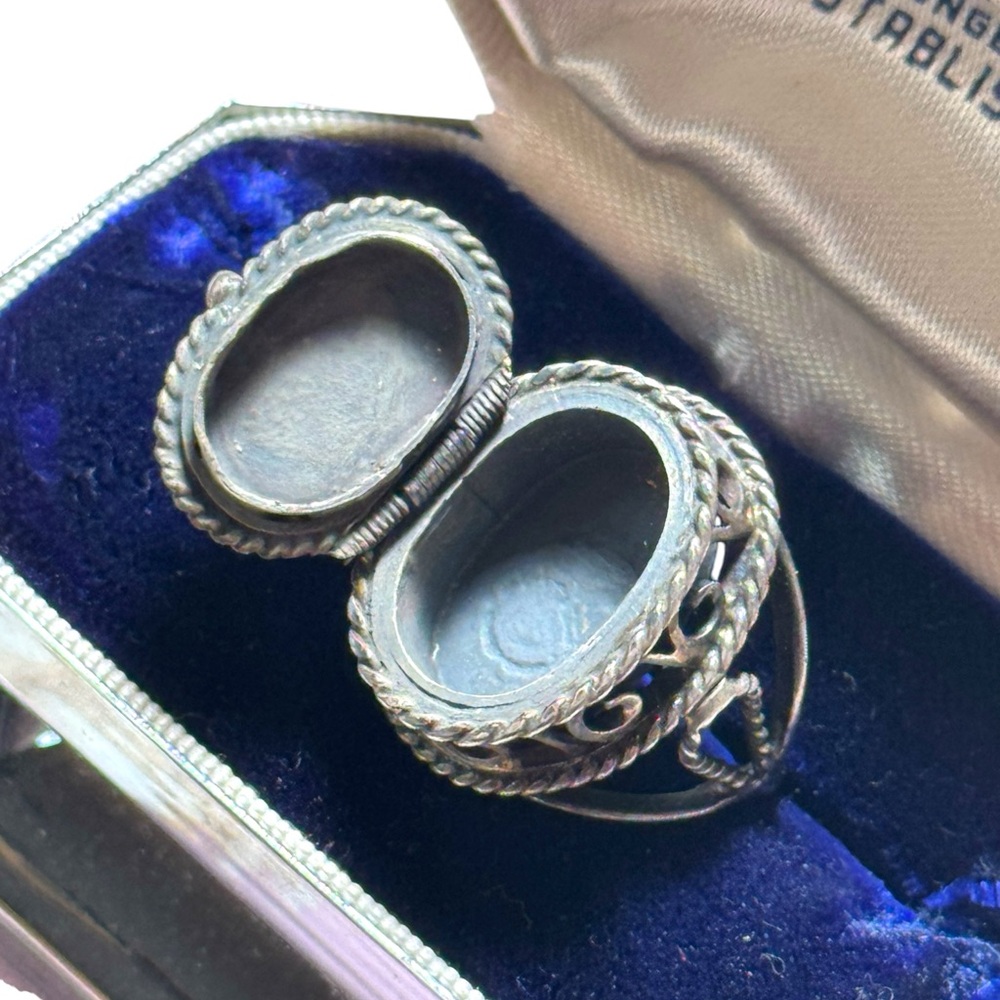 Vintage Mexico poison ring tiger eye adjustable sterling silver Taxco 925 - Picture 3 of 4